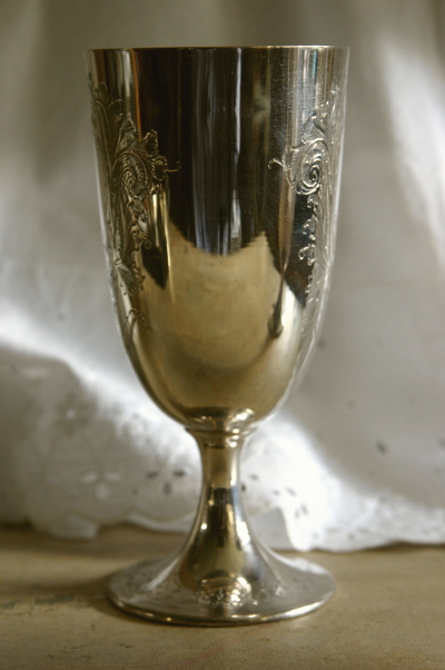 EPNSシルバーゴブレット/ワイングラス 彫刻 銀食器
