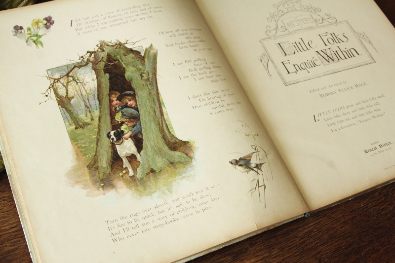 アンティークブックス　古書　児童書　絵本　little folks enquire within Ernest Nister　イギリス