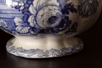 アンティークジャグ イギリス ブルー＆ホワイト ヴィクトリアン