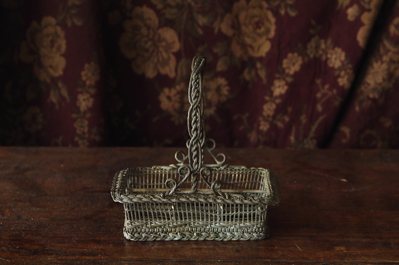 ワイヤーリキュールグラスキャリー　フランス　アンティークストリュフ