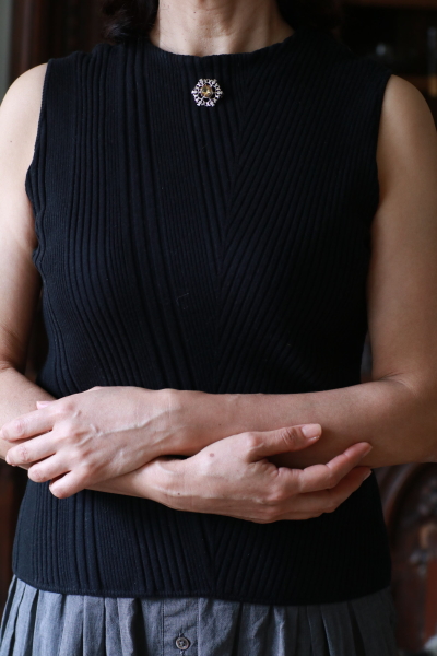 シトリンのシルバーシッスルブローチ　スコットランド　アンティークストリュフ