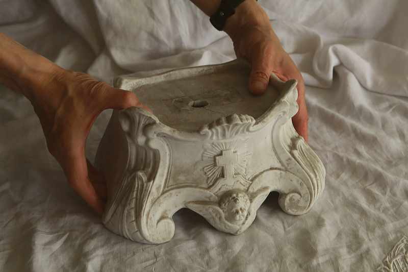 ビスクの聖像台　天使　mauger and fils フランス　アンティークストリュフ