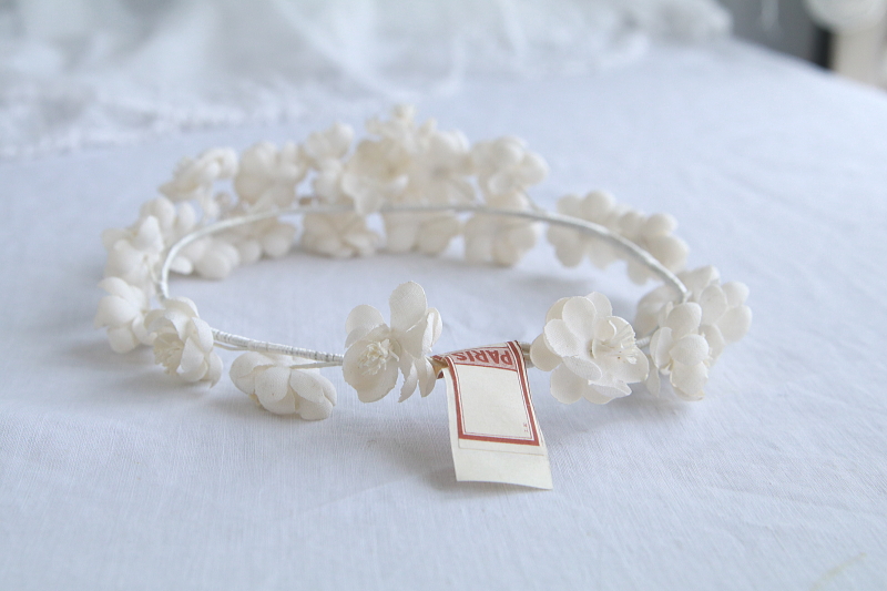 布花のティアラ　ウエディング　フランス　アンティークストリュフ