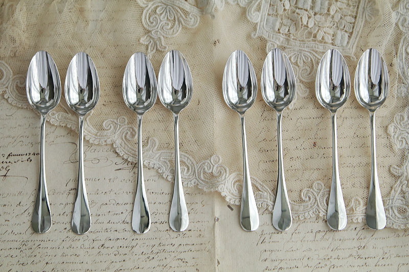 クリストフル Christofle　花のモノグラムティースプーン　フランス　アンティークストリュフ