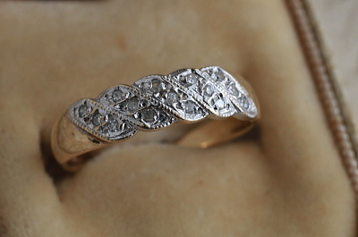 ダイヤモンドロープパネルリング　指輪　ヴィンテージ　イギリス　アンティークストリュフ