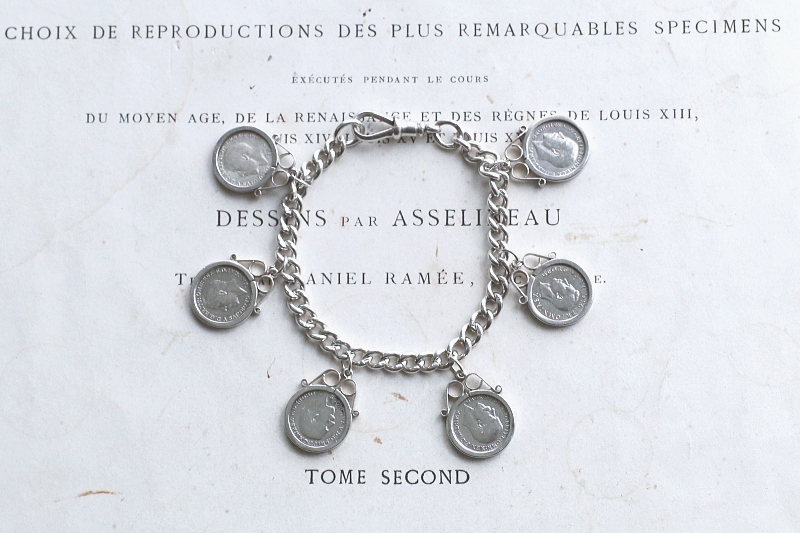 ジョージ5世シルバーコインブレスレット　リング　イギリス　アンティークストリュフ