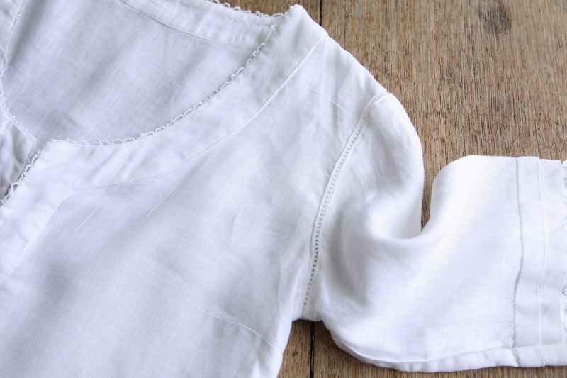 レースエッジリネンチュニック　イタリア　アンティークストリュフ