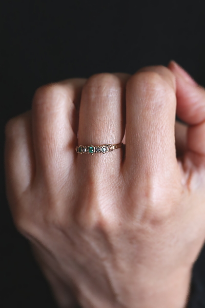 エメラルド&ダイヤモンドリング　ヴィクトリアン　ジョージアンリング　指輪　アンティークジュエリー　イギリス　アンティークストリュフ 20251212