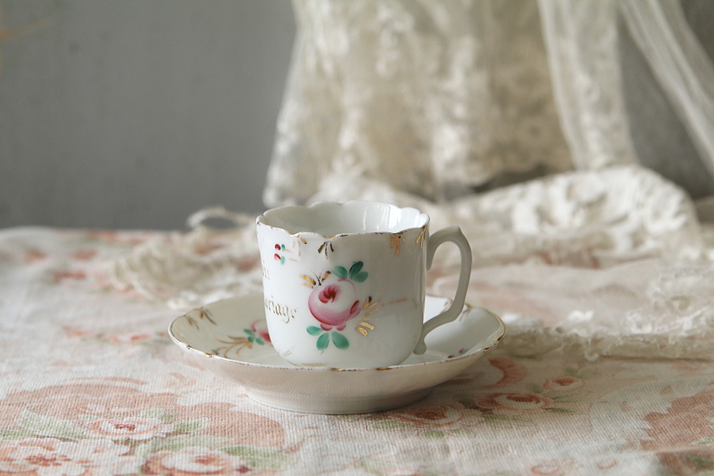 ウエディングスーベニール　コーヒーカップソーサー　vieux paris　アンティークストリュフ