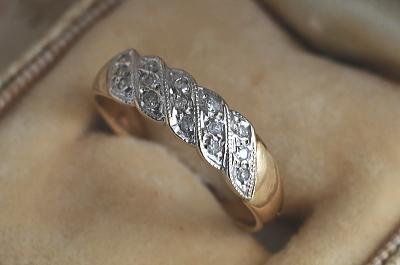 ダイヤモンドロープパネルリング　指輪　ヴィンテージ　イギリス　アンティークストリュフ