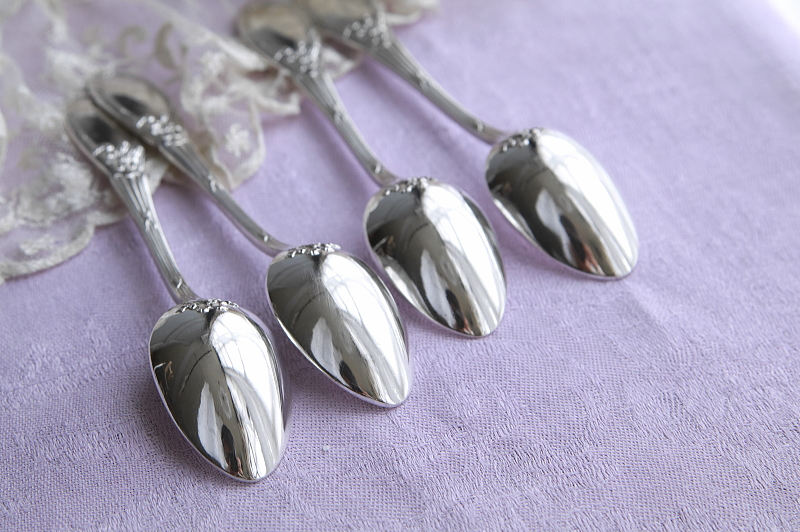 リボンレリーフ　ティースプーンペア　boulenger マリーアントワネット　フランス　アンティークストリュフ