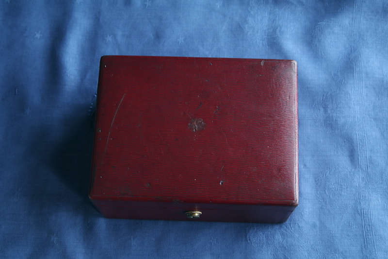 バーガンディレザージュエリーボックス　イギリス アンティークストリュフ