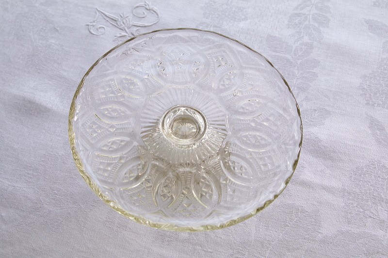 プレスガラスミニケーキスタンド　ヴィクトリアン アンティークストリュフ