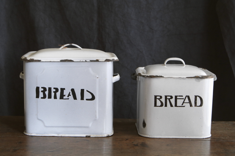 琺瑯ブレッドビン　レアスモールサイズ　イギリス　アンティークストリュフ