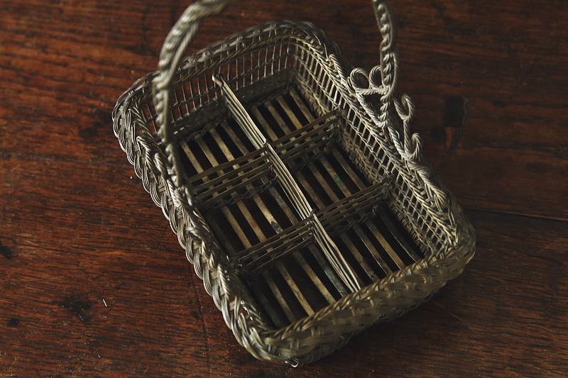 ワイヤーリキュールグラスキャリー　フランス　アンティークストリュフ