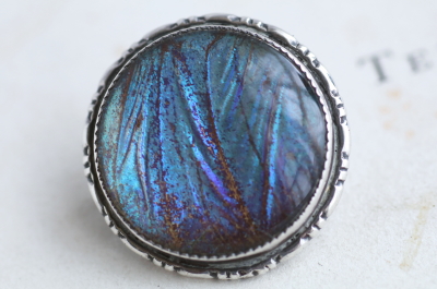 モルフォ蝶のシルバーブローチ　イギリス　アンティークストリュフ