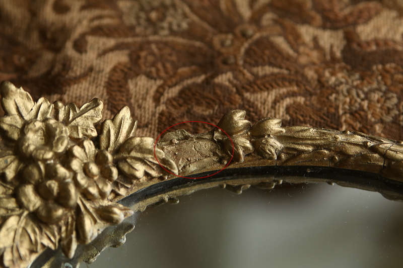 ゴールドバーボラフレームミラー　イギリス アンティークストリュフ