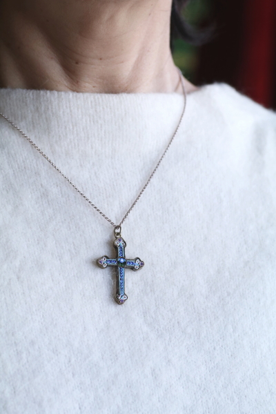 マイクロモザイク　クロスペンダント　ヴィンテージジュエリー　アクセサリー　イタリア　アンティークストリュフ 20251218