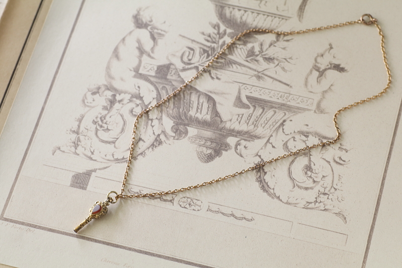 ヴィクトリアンウォッチフォブ　ウォッチキー　ロケット　ロングネックレス　アンティークストリュフ