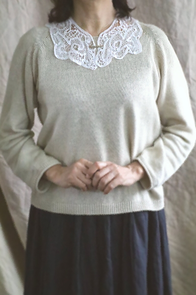 ハンドメイドボビンレースカラー　イギリス　アンティークストリュフ