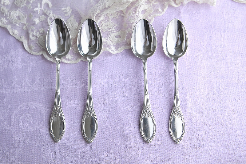 リボンレリーフ　ティースプーンペア　boulenger マリーアントワネット　フランス　アンティークストリュフ