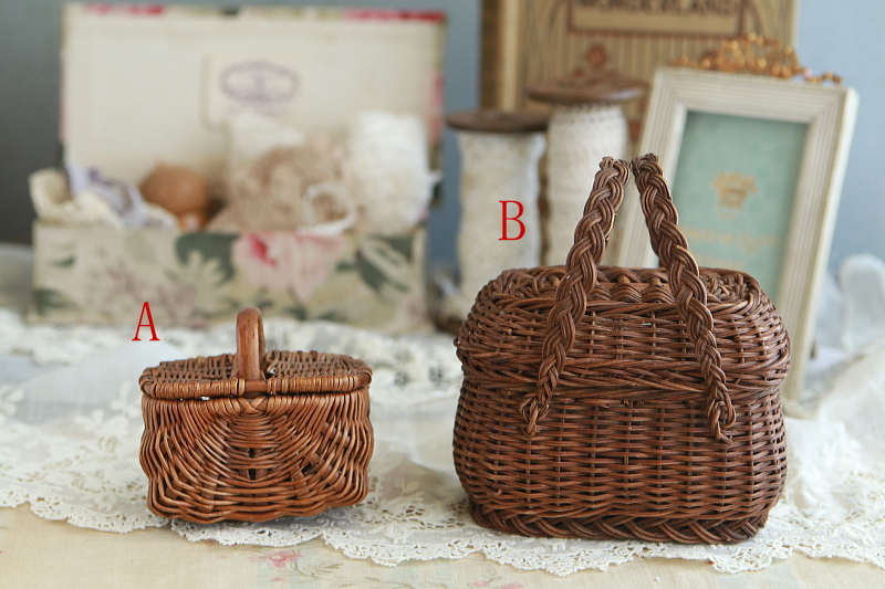 ドールズパニエ　ミニチュアハンパーバスケット　フランス　アンティークストリュフ