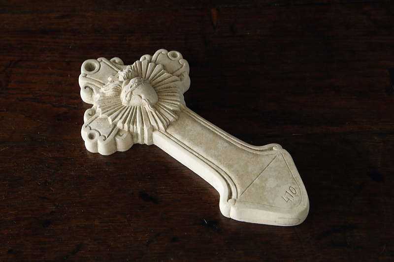 聖水盤の石膏型　Victor, Mauger et Tessier 聖心の十字架　フランス　アンティークストリュフ