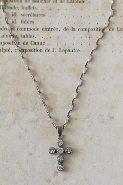 ペーストシルバークロスペンダント　ヨーロッパ　アンティークストリュフ