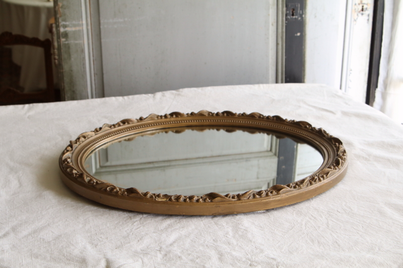 モールディングフレームオーバルウォールミラー　イギリス アンティークストリュフ