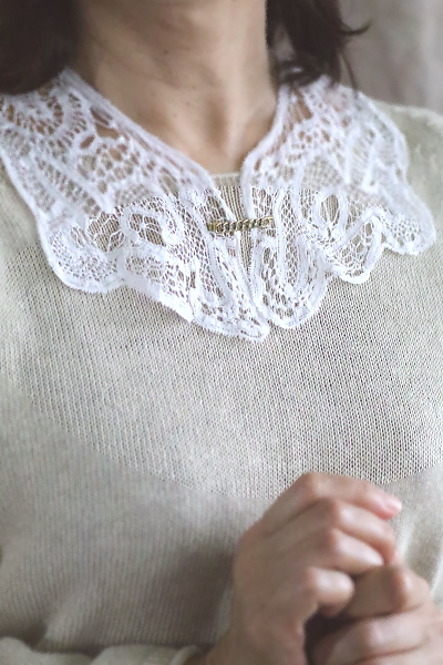 ハンドメイドボビンレースカラー　イギリス　アンティークストリュフ