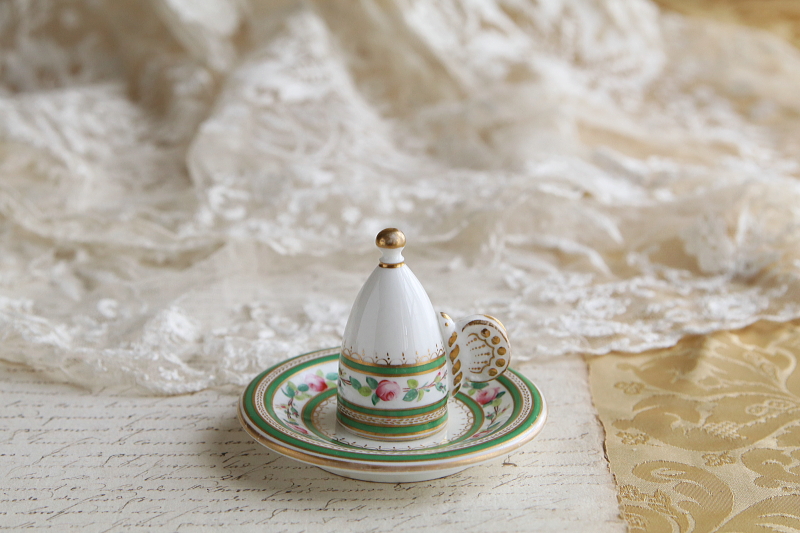 ハンドペイントキャンドルスナッファー　バラ　蝶々　イギリス　ヴィクトリアン アンティークストリュフ