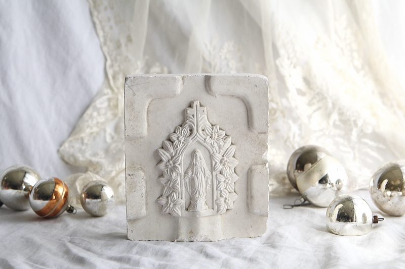 聖水盤の石膏型　聖母マリア　フランス　 アンティークストリュフ