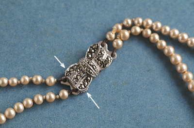 ダブルストランド　グラスパールネックレス　ヨーロッパ　アンティークストリュフ