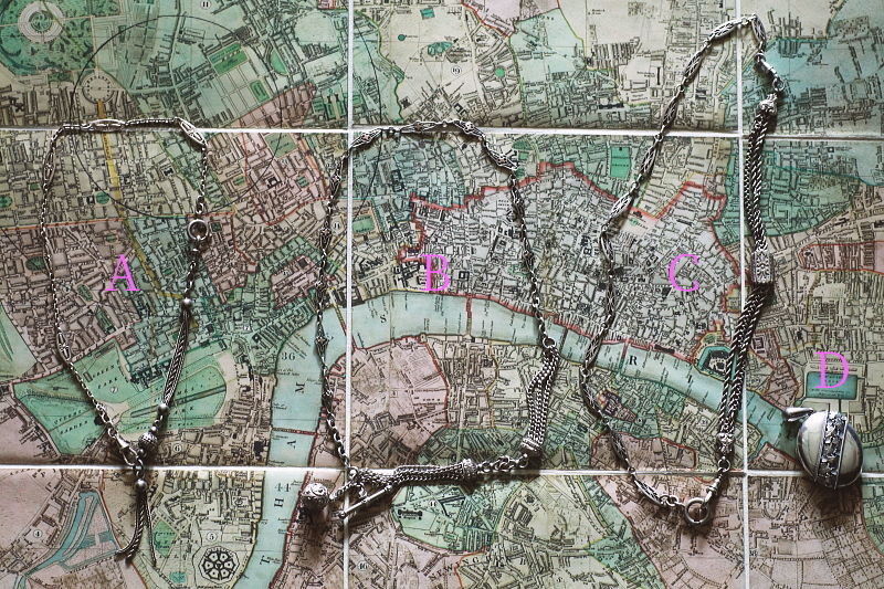 シルバーウォッチチェーンネックレス　アルバティーナ　アンティークジュエリー　ヴィンテージアクセサリー