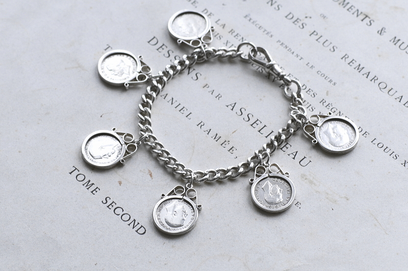 ジョージ5世シルバーコインブレスレット　リング　イギリス　アンティークストリュフ