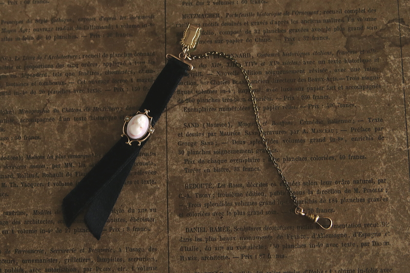 ピンクシェルカメオ　ウォッチチェーン　イギリス アンティークストリュフ