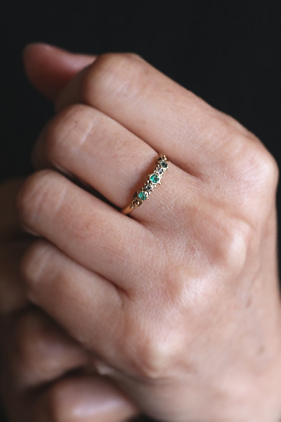 エメラルド&ダイヤモンドリング　ヴィクトリアン　ジョージアンリング　指輪　アンティークジュエリー　イギリス　アンティークストリュフ 20251212