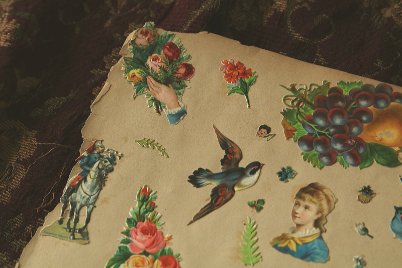 ヴィクトリアンデコパージュシート　イギリス　アンティークストリュフ