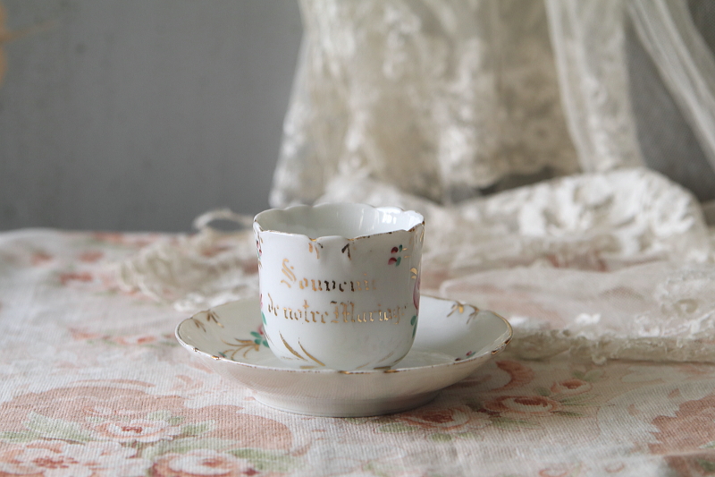 ウエディングスーベニール　コーヒーカップソーサー　vieux paris　アンティークストリュフ