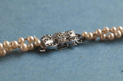 ダブルストランド　グラスパールネックレス　ヨーロッパ　アンティークストリュフ