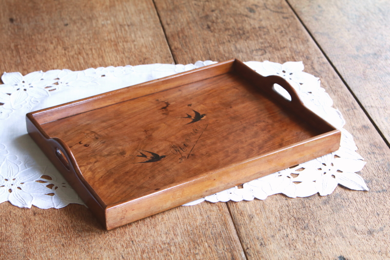ツバメのオリーブウッドトレイ　フランス　アンティークストリュフ