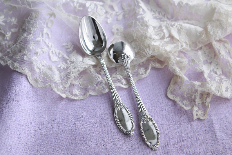 リボンレリーフ　ティースプーンペア　boulenger マリーアントワネット　フランス　アンティークストリュフ 20250606