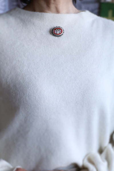 赤のマイクロモザイクブローチ　ヴィンテージジュエリー　アクセサリー　イタリア　アンティークストリュフ 20251218