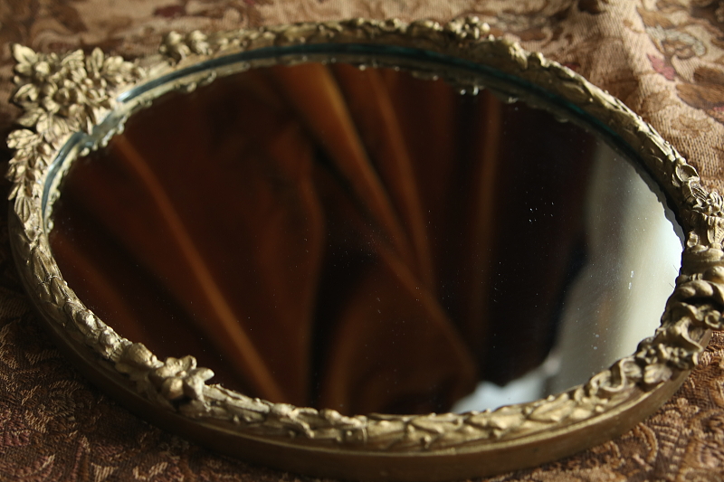 ゴールドバーボラフレームミラー　イギリス アンティークストリュフ