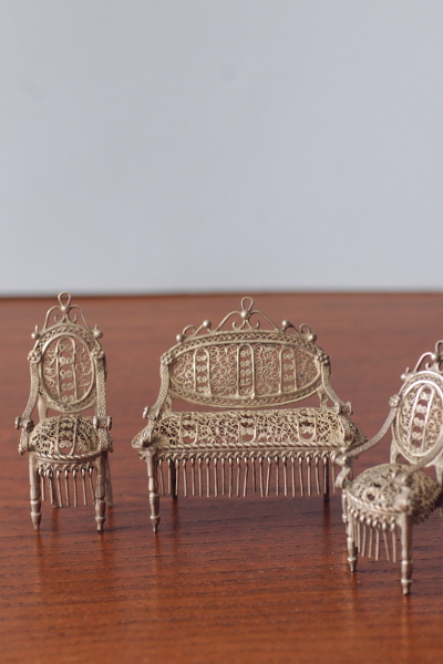 アンティークシルバーフィリグリー　サロンセット　セティ　アームチェア　ヨーロッパ