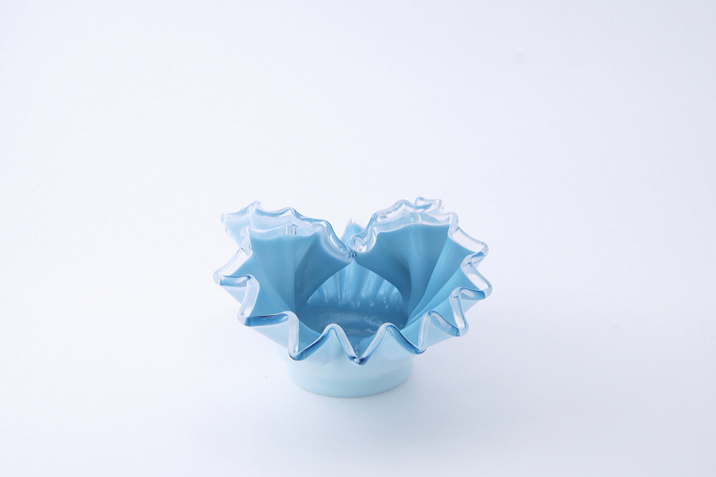 ブルーのグラスバスケット　フランス　アンティークストリュフ