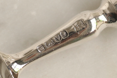 スターリングシルバーデザートフォーク　マザーオブパールハンドル　龍紋　William Gibson & John Lawrence Langman　イギリス　アンティークストリュフ