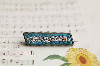 マイクロモザイクでイージーブローチ　イタリア アンティークストリュフ