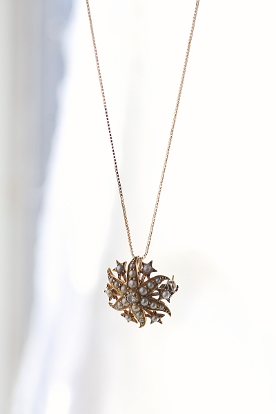 ダイヤモンド　パールペンダントブローチ　アンティークジュエリー　イギリス　アンティークストリュフ 20251210