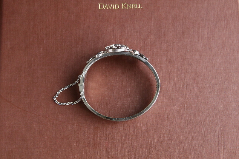 天使と幻獣シルバートーンブレスレット　フランス　アンティークストリュフ